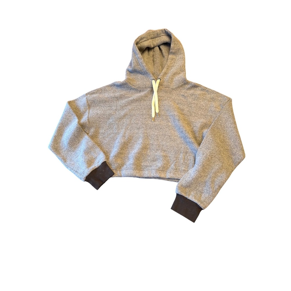 Feat Hoodie Grey Blanket Cuddle Cropped Pullover Sweatshirt XL Heathered Grey